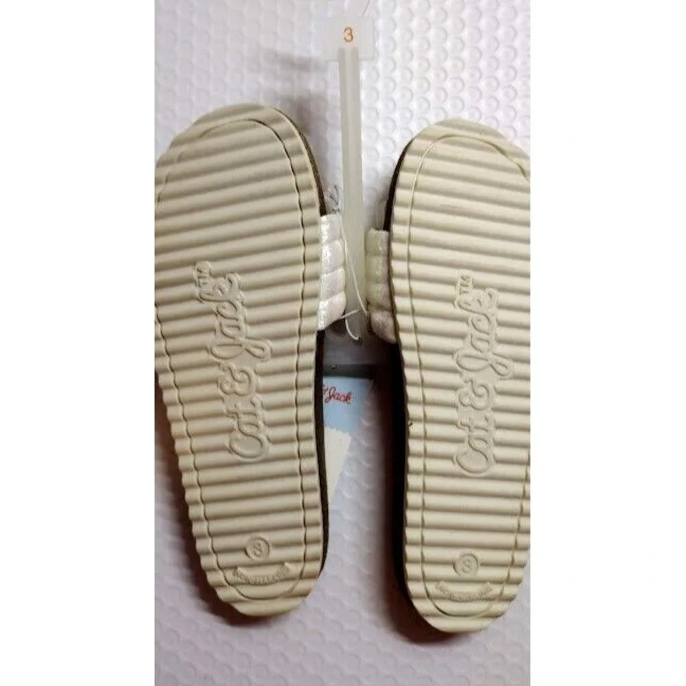 Cat Jack Kids Girls Slides Sandals Iridescent Rainbow White Size 3‎